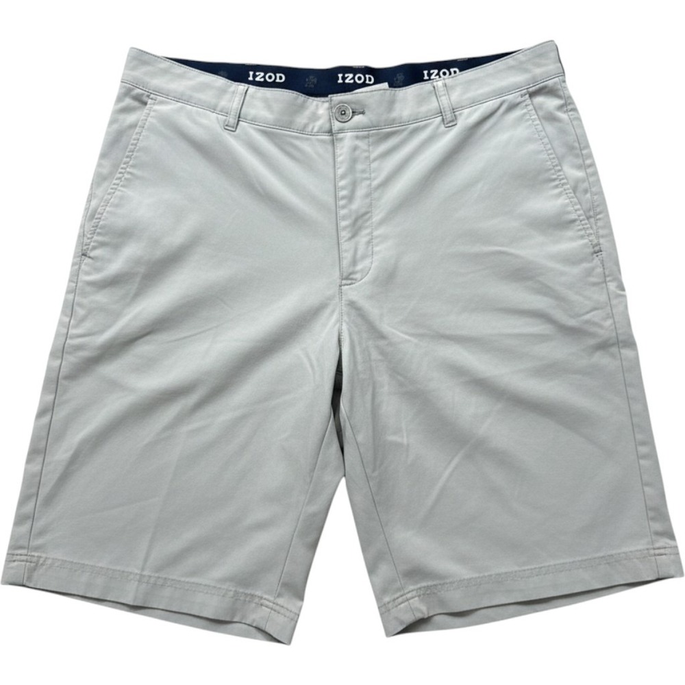 IZOD Golf Mens Grey Flat Front Performance Shorts Size 36